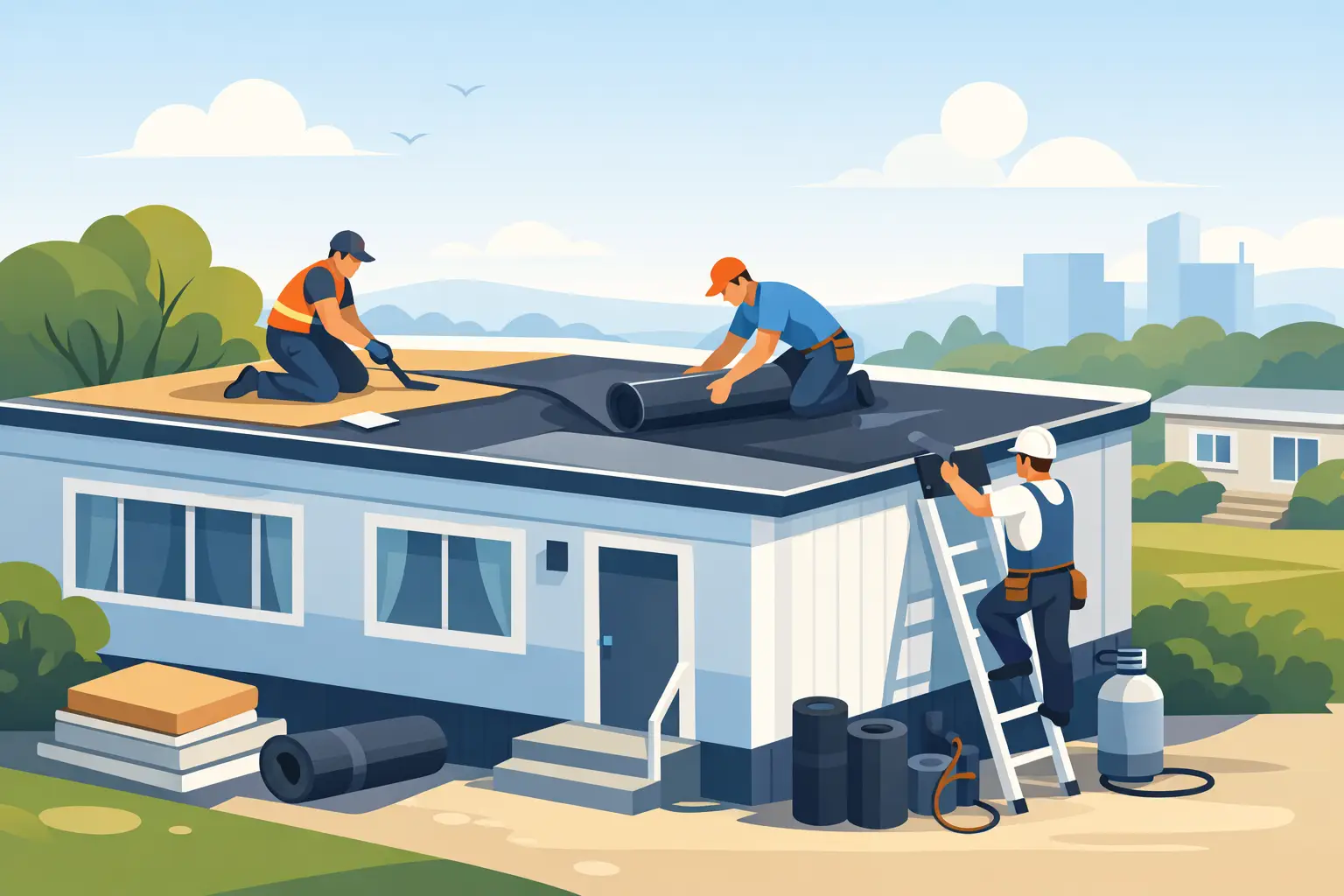 Manufactured Home Flat Roof Replacement