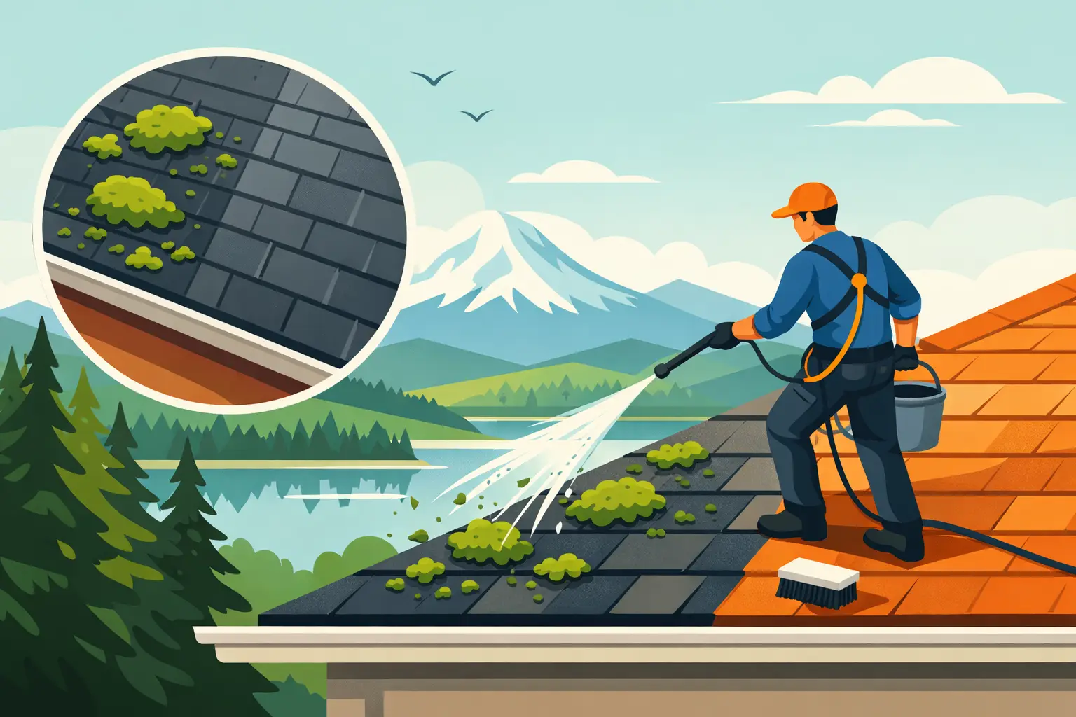 How to Remove Roof Moss Safely in Oregon